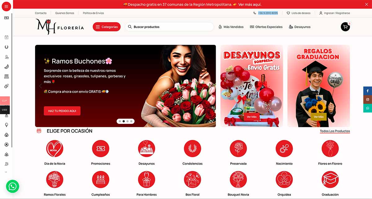 Envío de flores gratis en Santiago